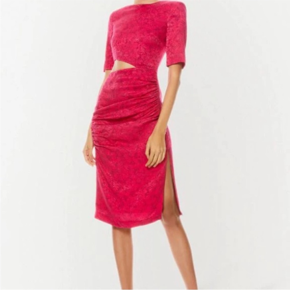 ALICE + OLIVIA Stella Cutout Midi Dress in Pink Size 2 - Picture 15 of 15